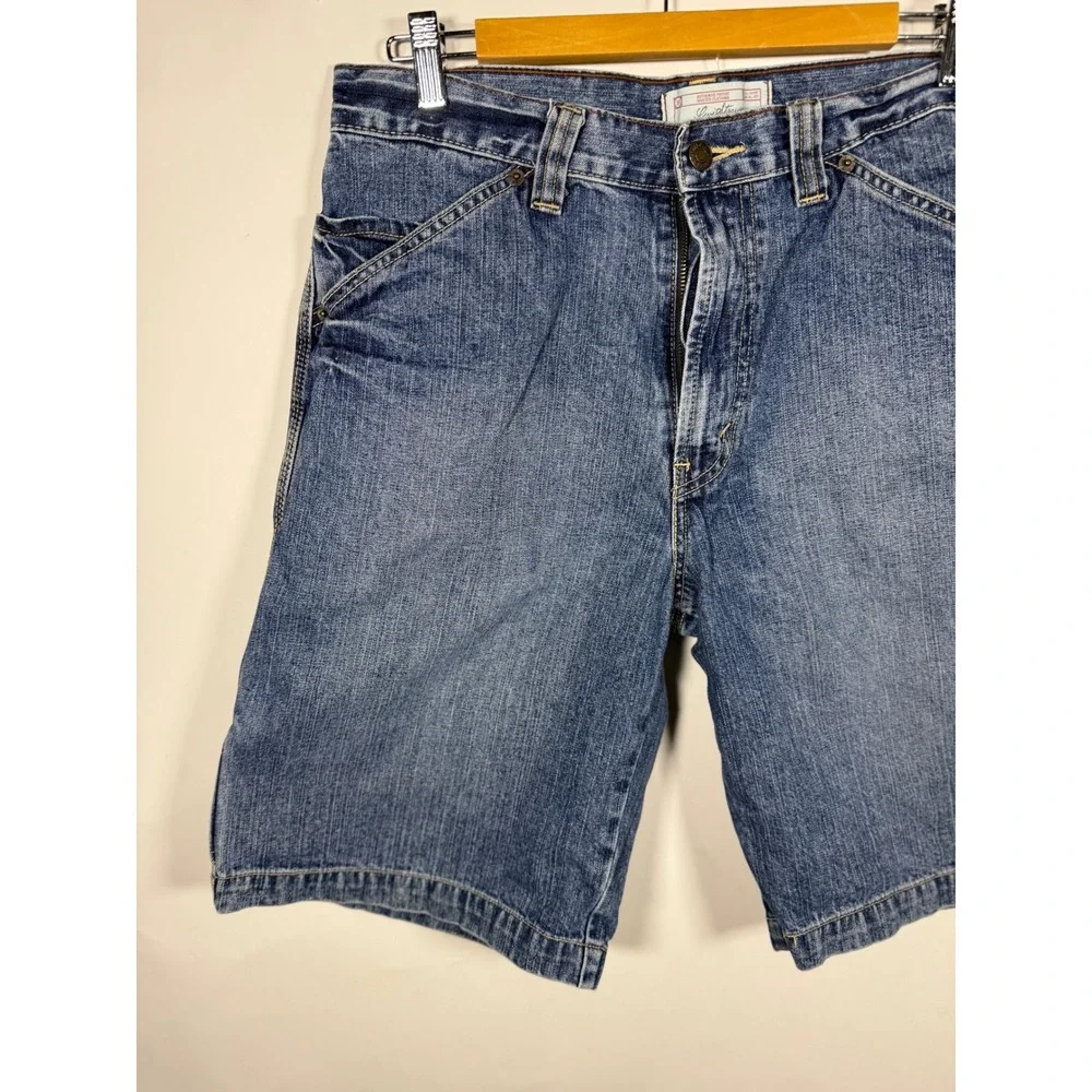 Levi Strauss Signature Mens Carpenter Denim Shorts Medium Wash Blue W32 Cotton - Picture 5 of 10